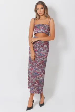 A-line skirt with a colorful print