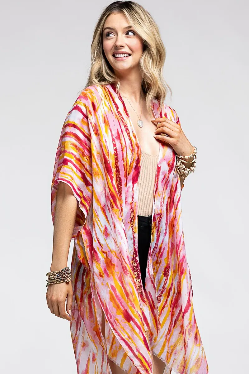 Abstract Foil Print Kimono