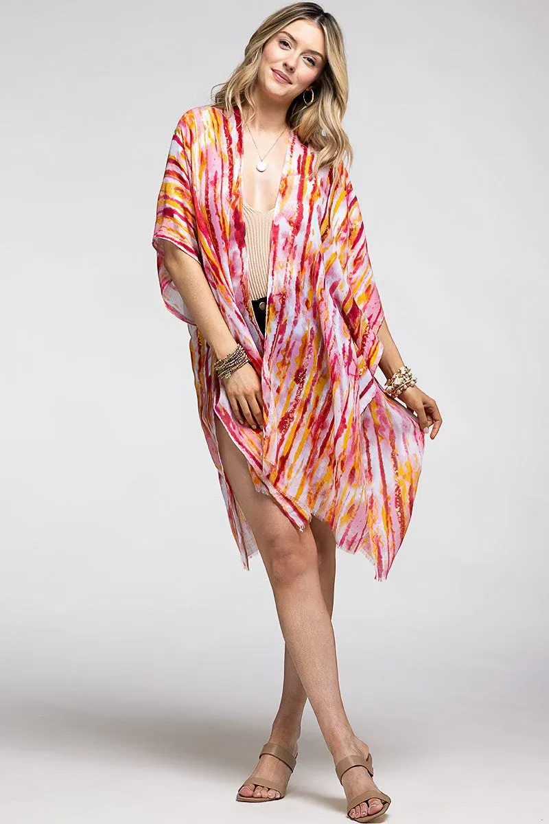 Abstract Foil Print Kimono