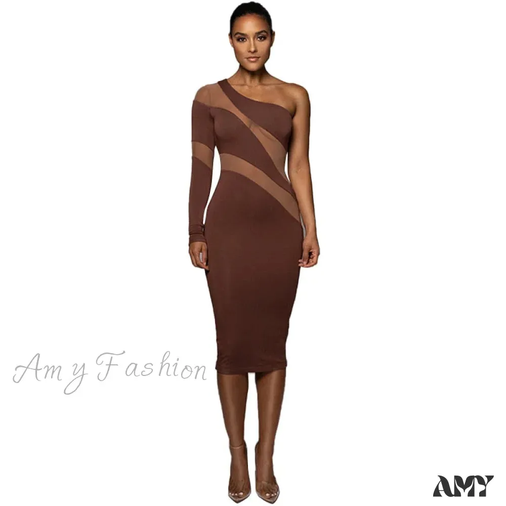 Amy Fashion - Patchwork Sexy Backless Bodycon Midi Dresses