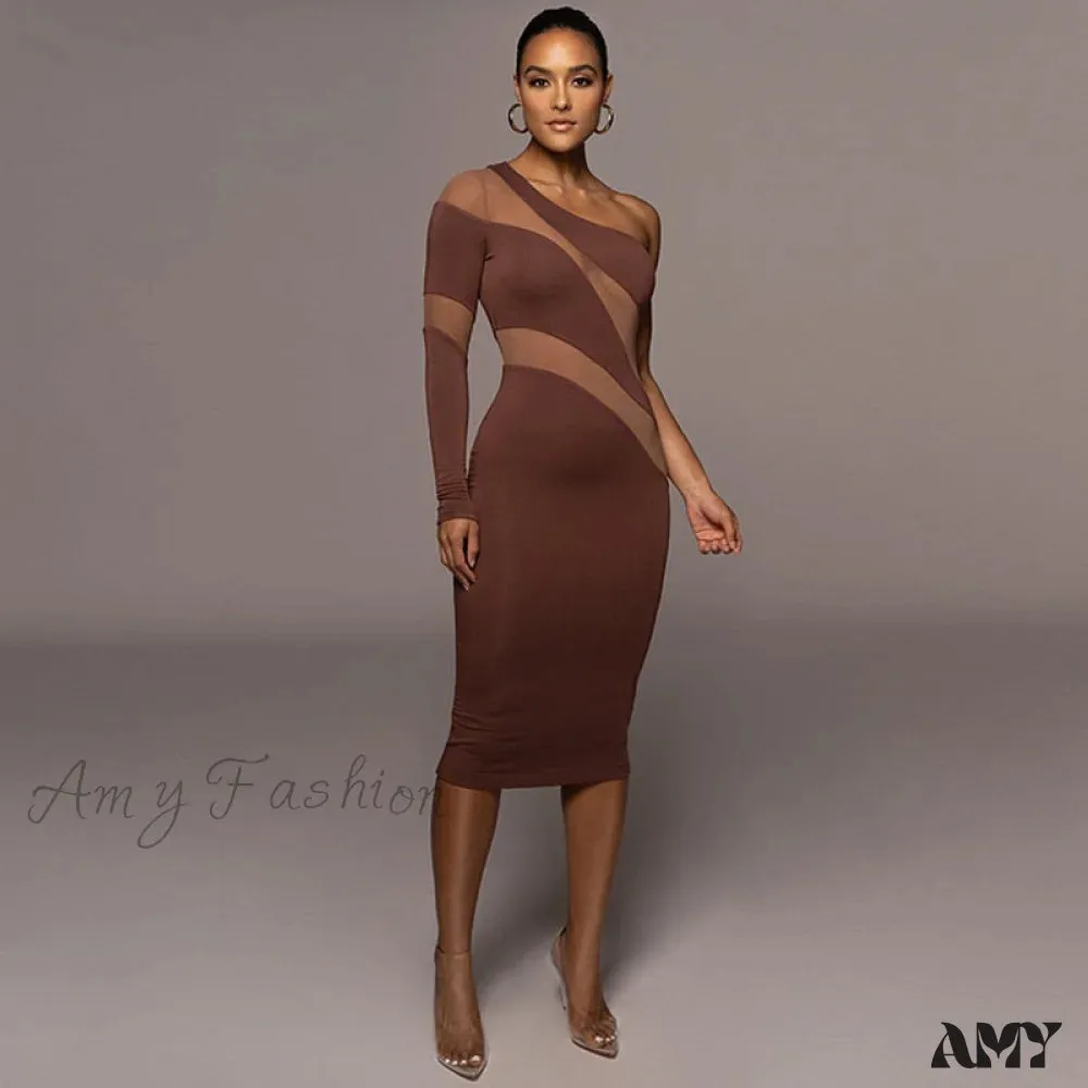 Amy Fashion - Patchwork Sexy Backless Bodycon Midi Dresses