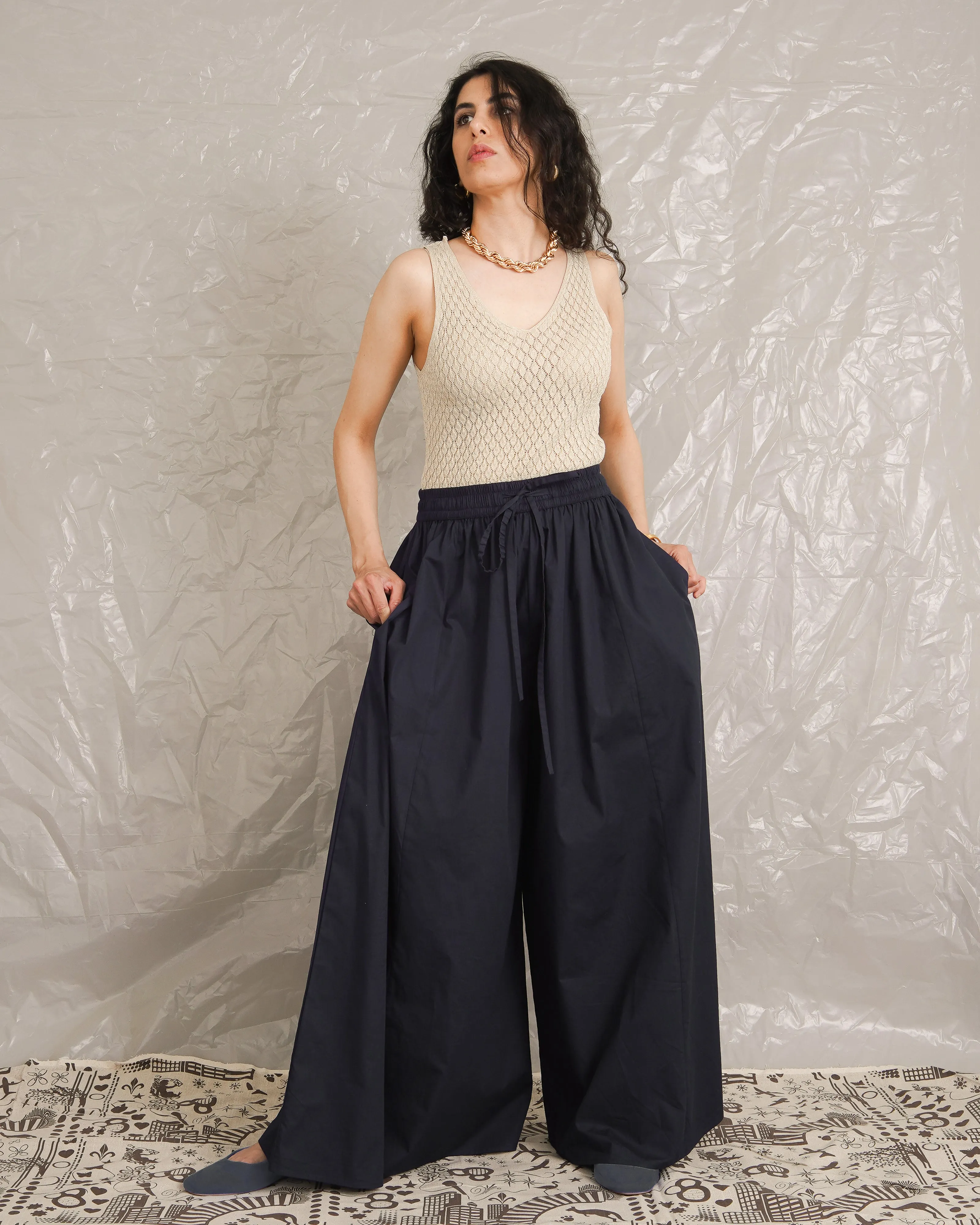 Ayo Black Cotton Palazzo Pants