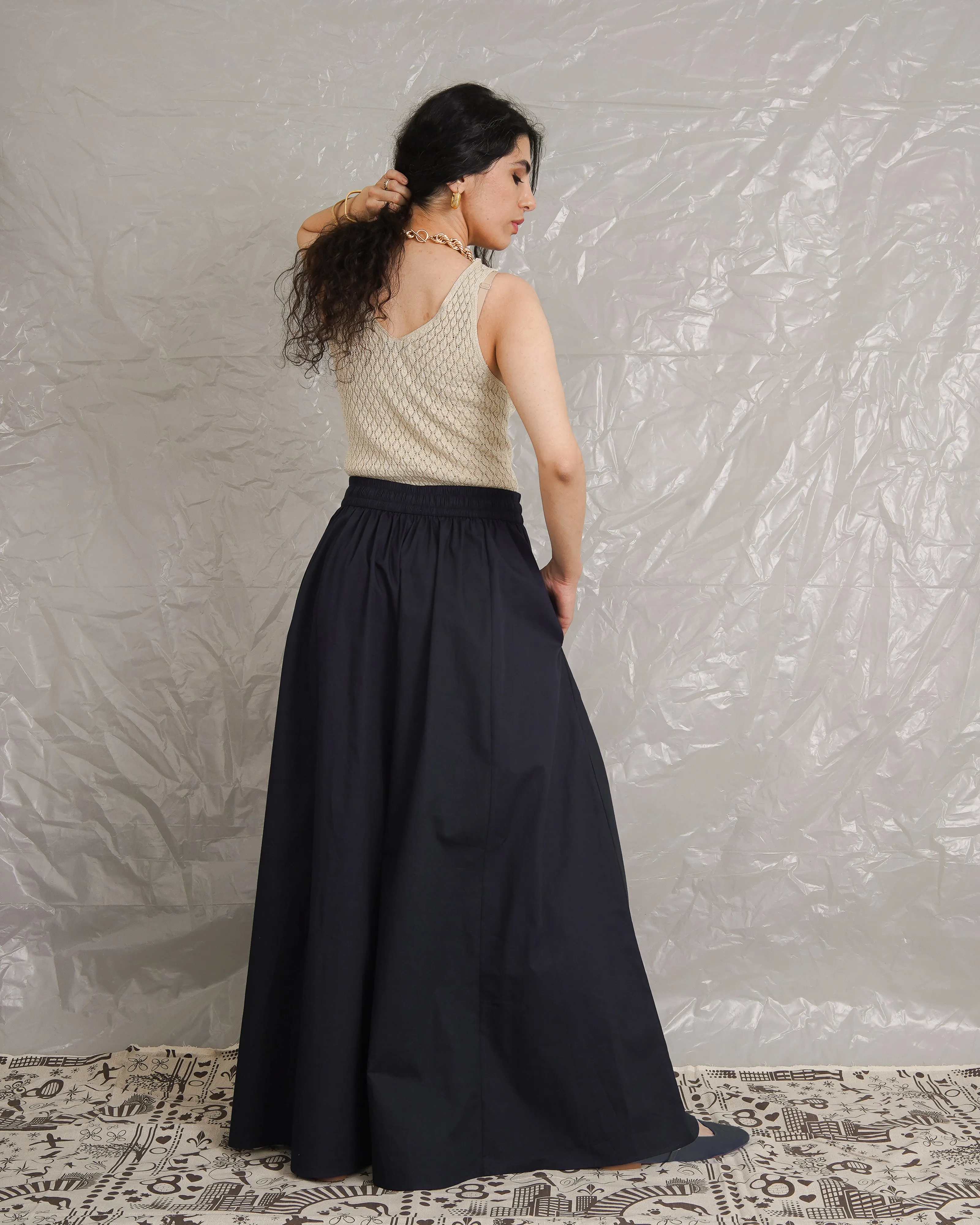 Ayo Black Cotton Palazzo Pants