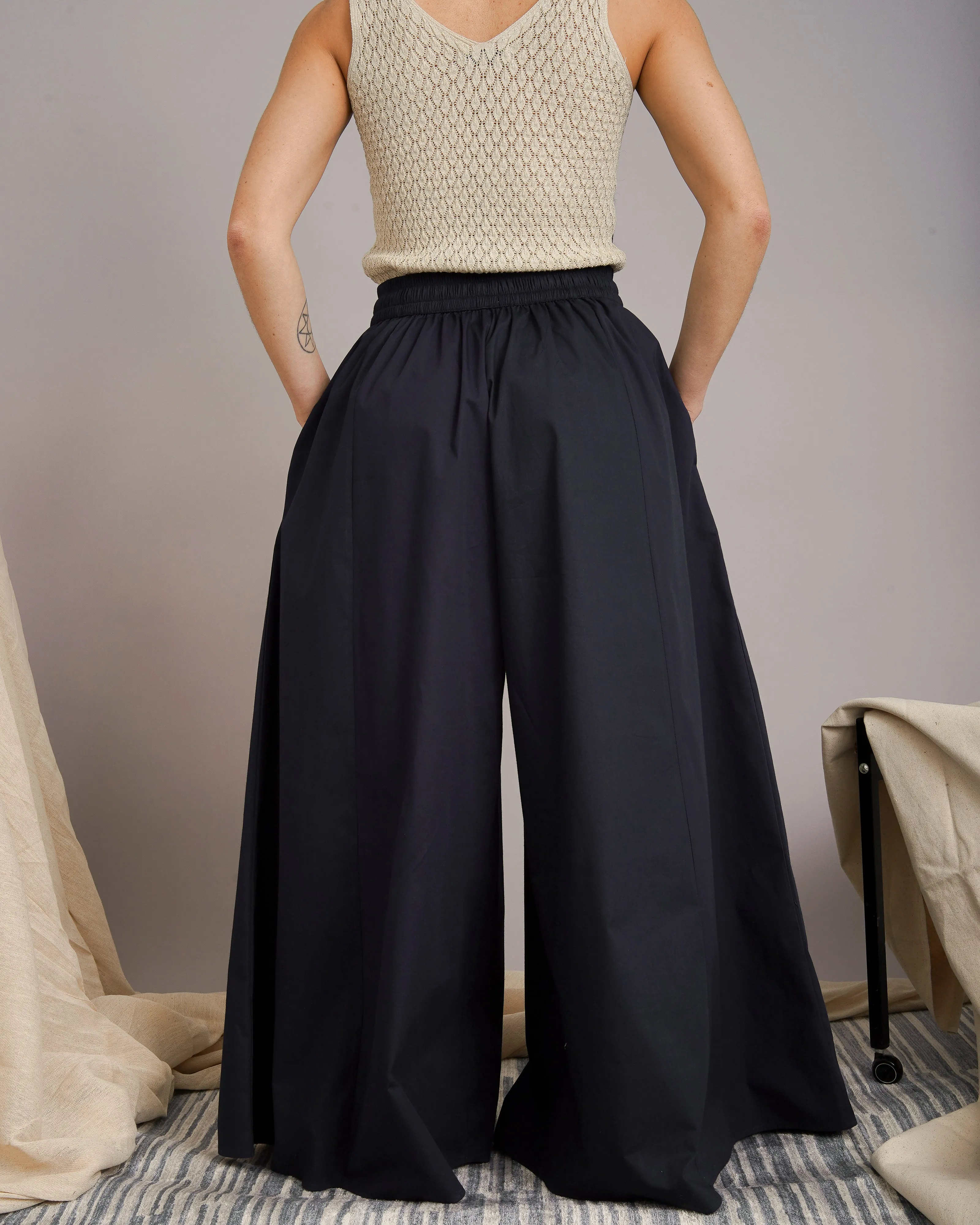 Ayo Black Cotton Palazzo Pants