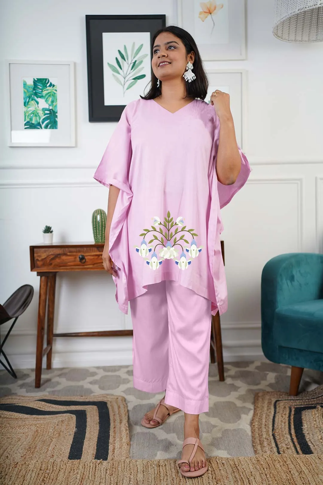 Babypink Rayon Kurti & Palazzo - Floralist