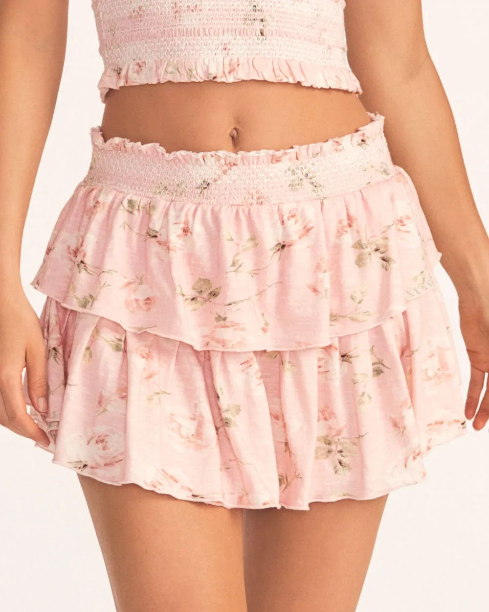 Ballet Pink Ruffle Mini Skirt