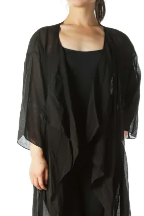 Black Short Sleeve Kimono