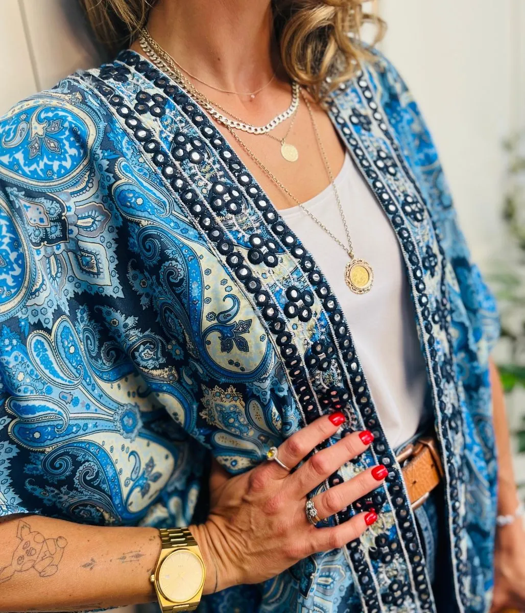 Blue Cocoon Embellished Kimono