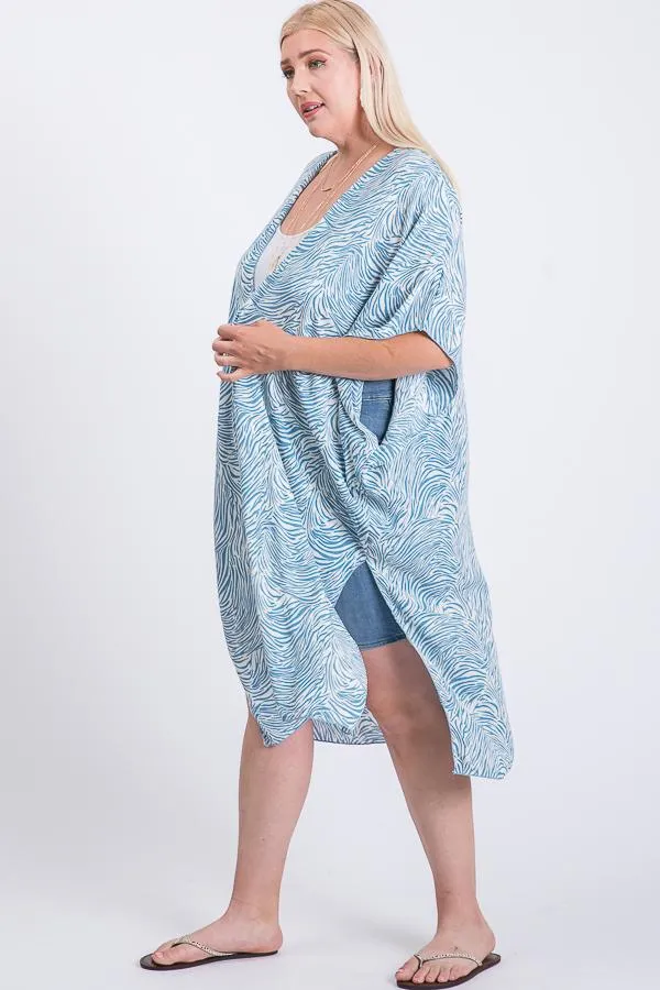 Blue Print Maxi Kimono