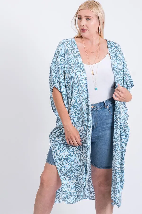 Blue Print Maxi Kimono