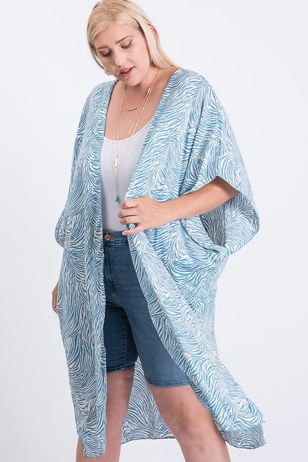 Blue Print Maxi Kimono