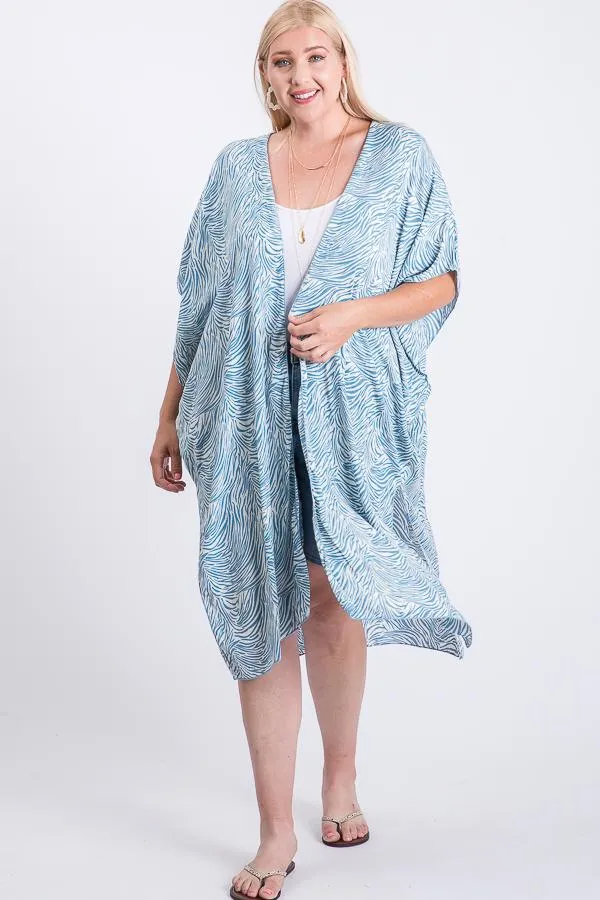 Blue Print Maxi Kimono