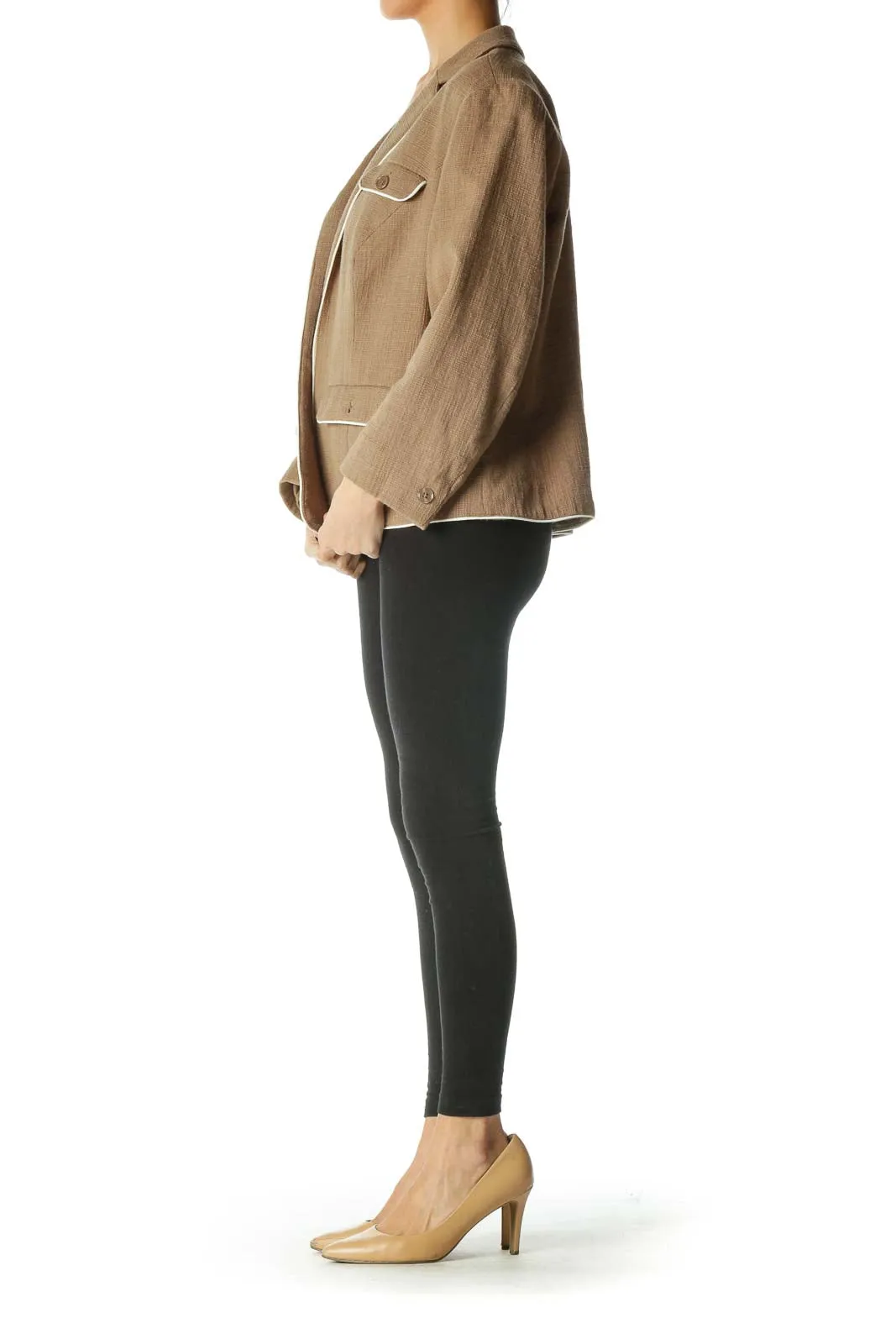 Brown Open Front Blazer