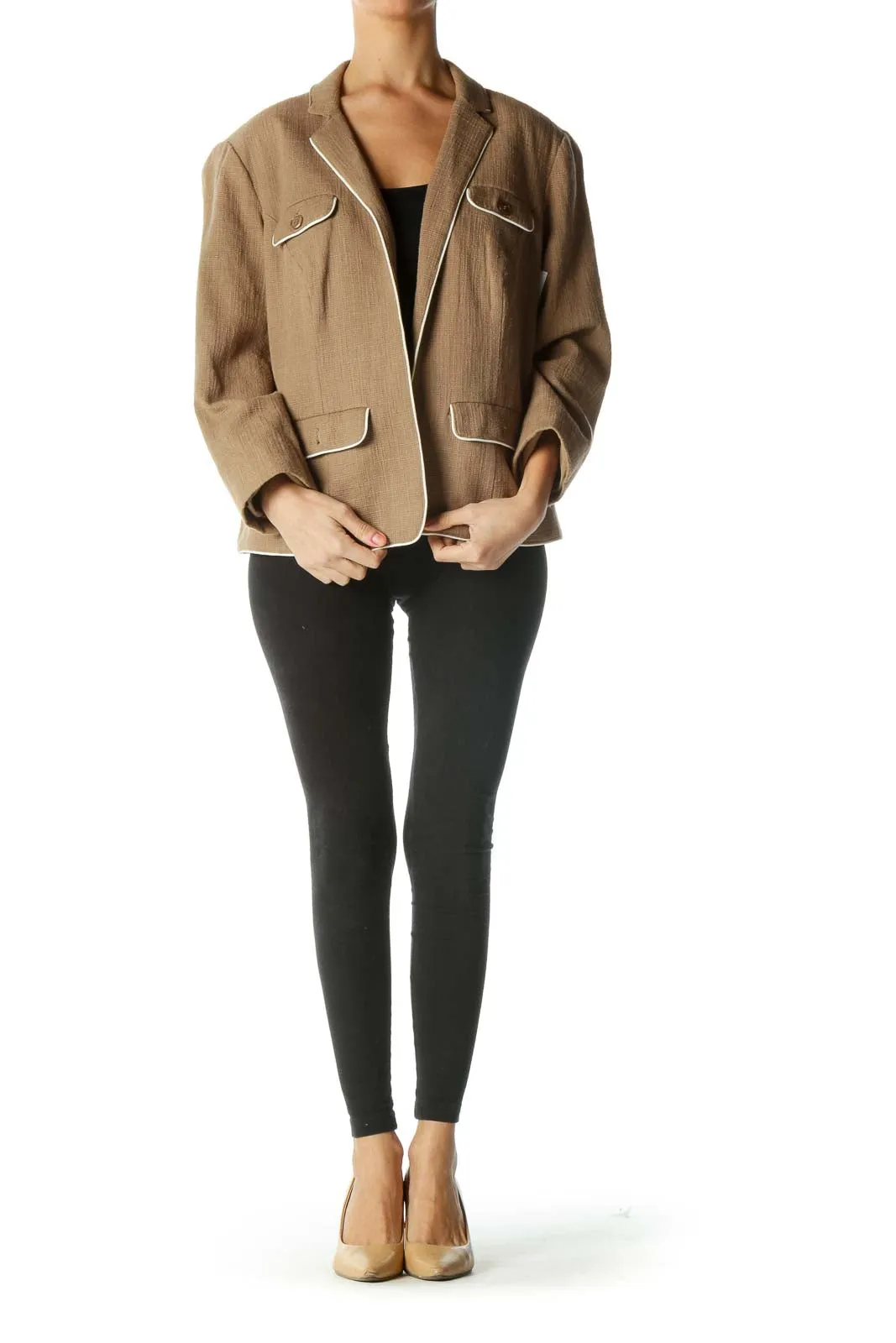 Brown Open Front Blazer