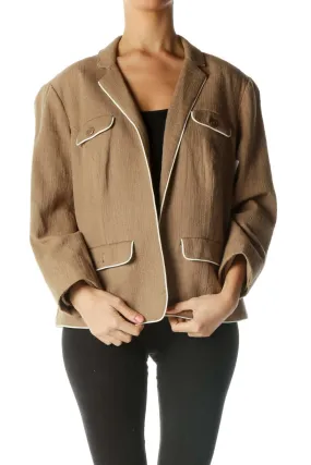 Brown Open Front Blazer