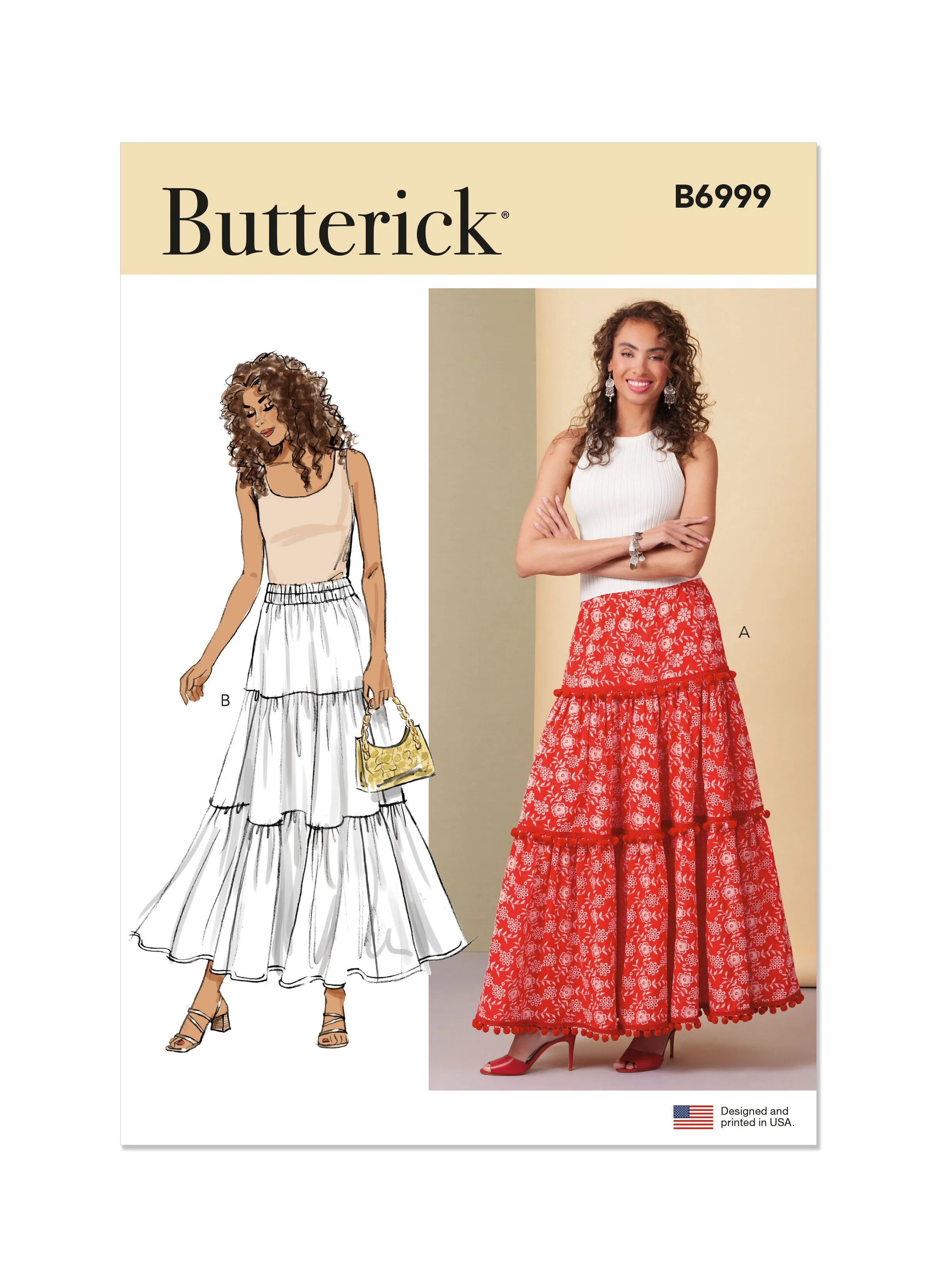 Butterick Sewing Pattern 6999 Tiered Skirts