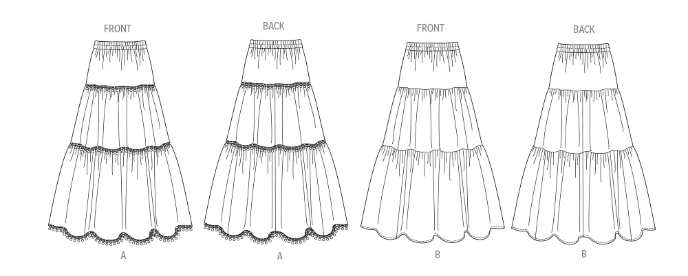 Butterick Sewing Pattern 6999 Tiered Skirts