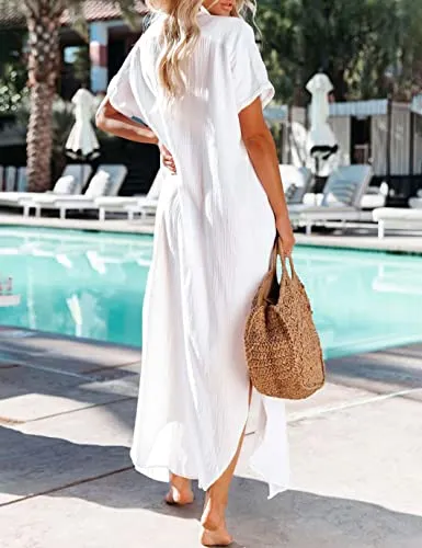 Button-Down Kimono Swimsuit Cover Ups for Women