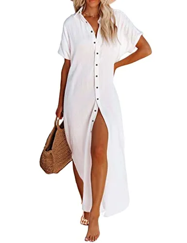 Button-Down Kimono Swimsuit Cover Ups for Women