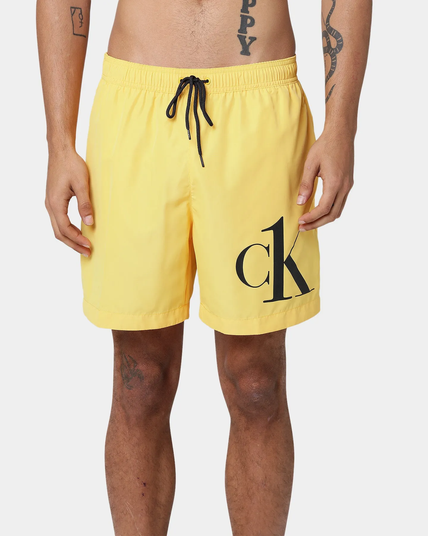 Calvin Klein Medium Drawstring Swim Shorts Yellow Arch