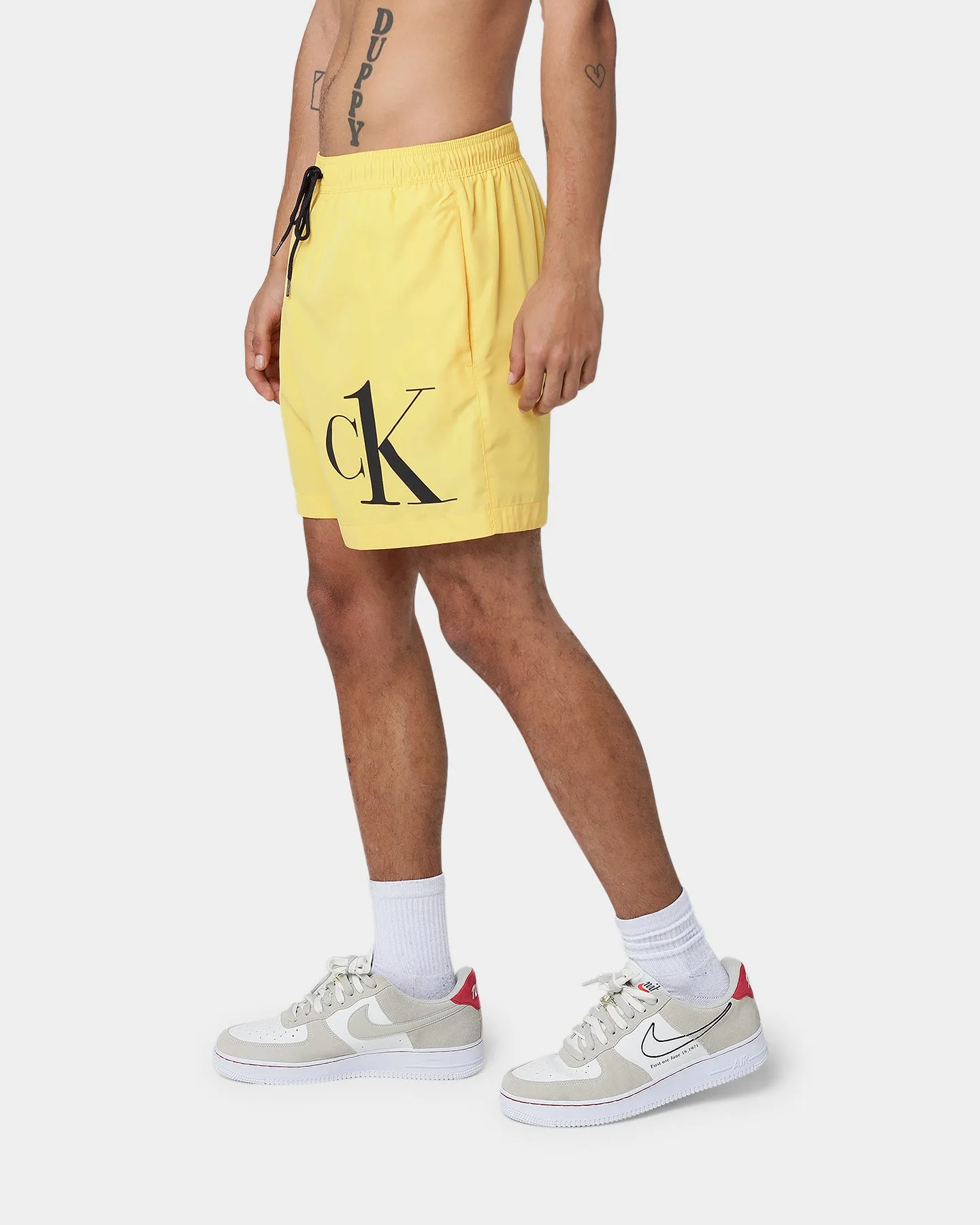 Calvin Klein Medium Drawstring Swim Shorts Yellow Arch