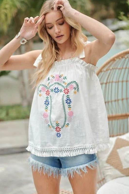 Casual Fun Embroidered Tank Top