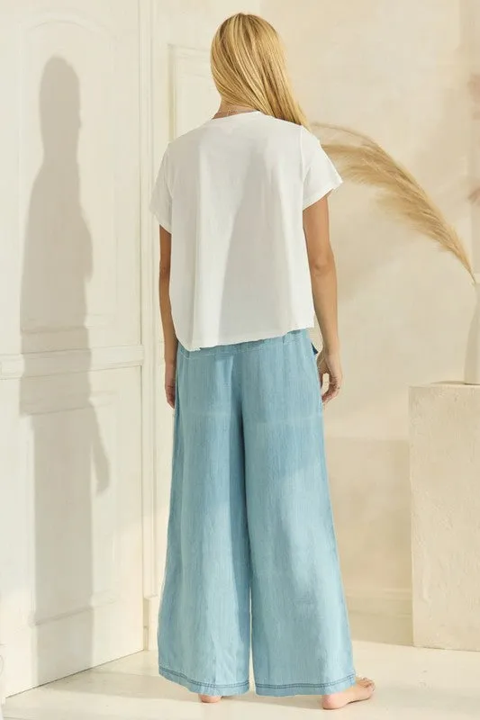 Chambray Palazzo Pants