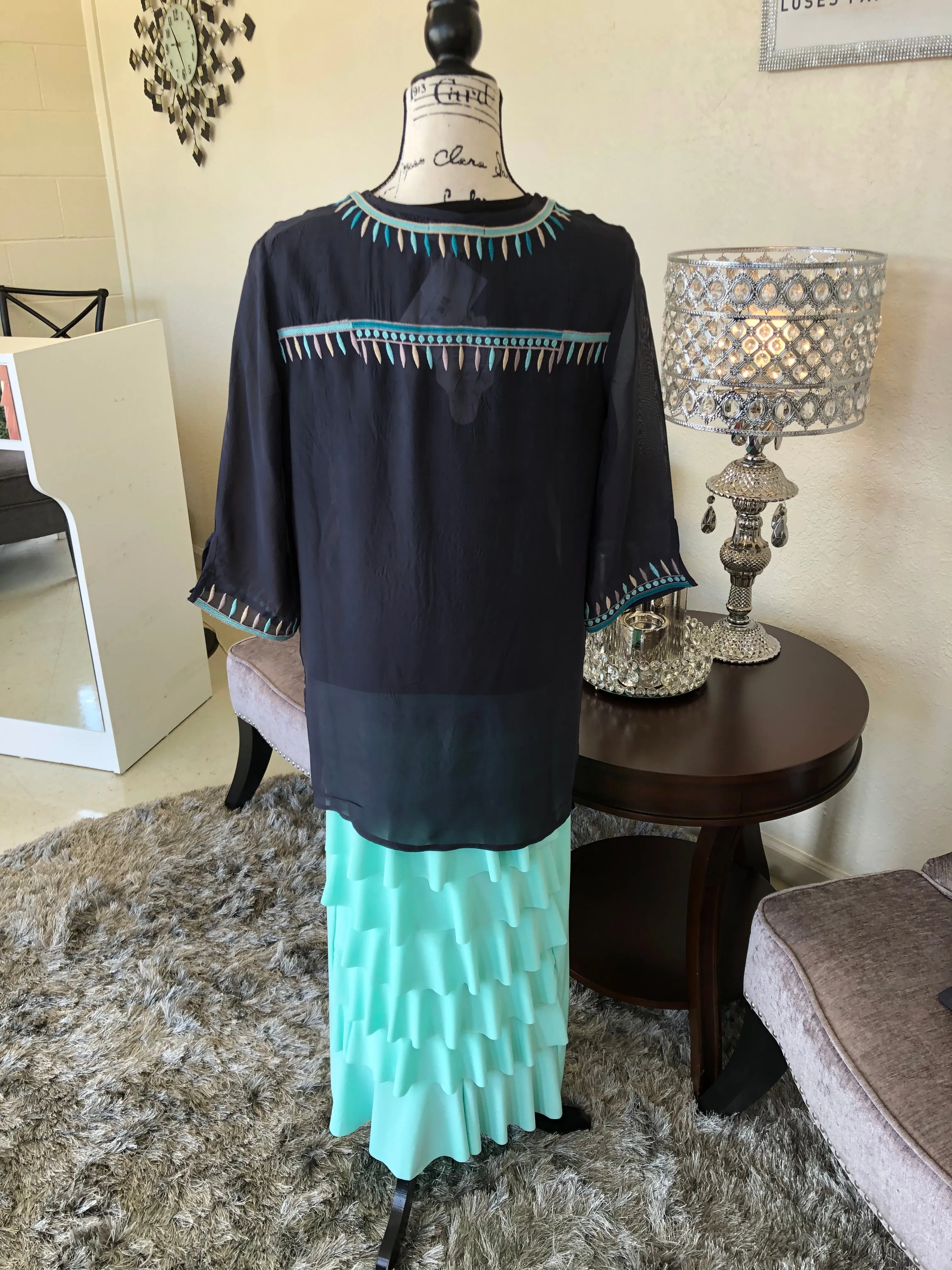 Charcoal Embroidered /Tunic Top