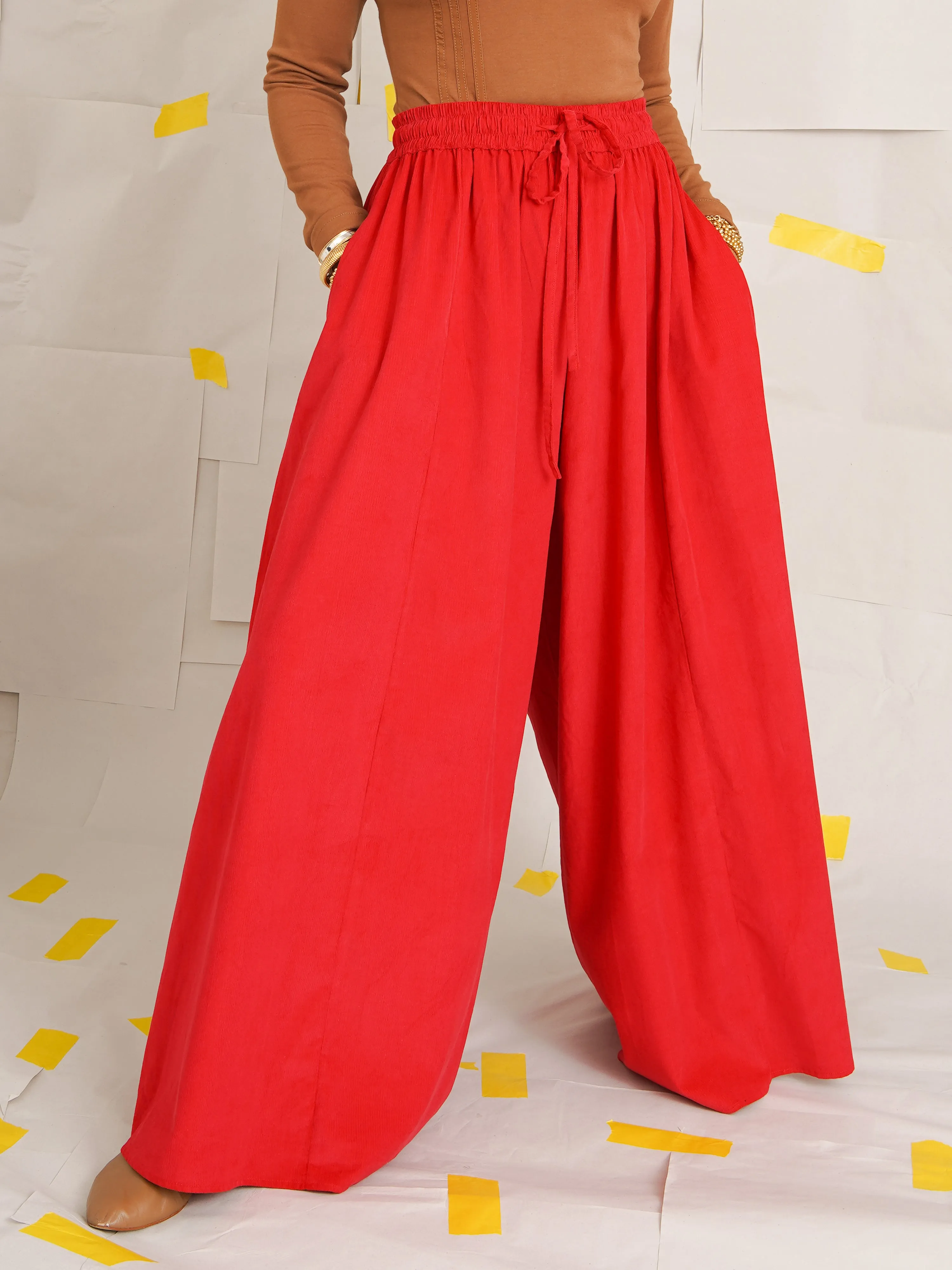 Charlie Red Corduroy Palazzo Pants