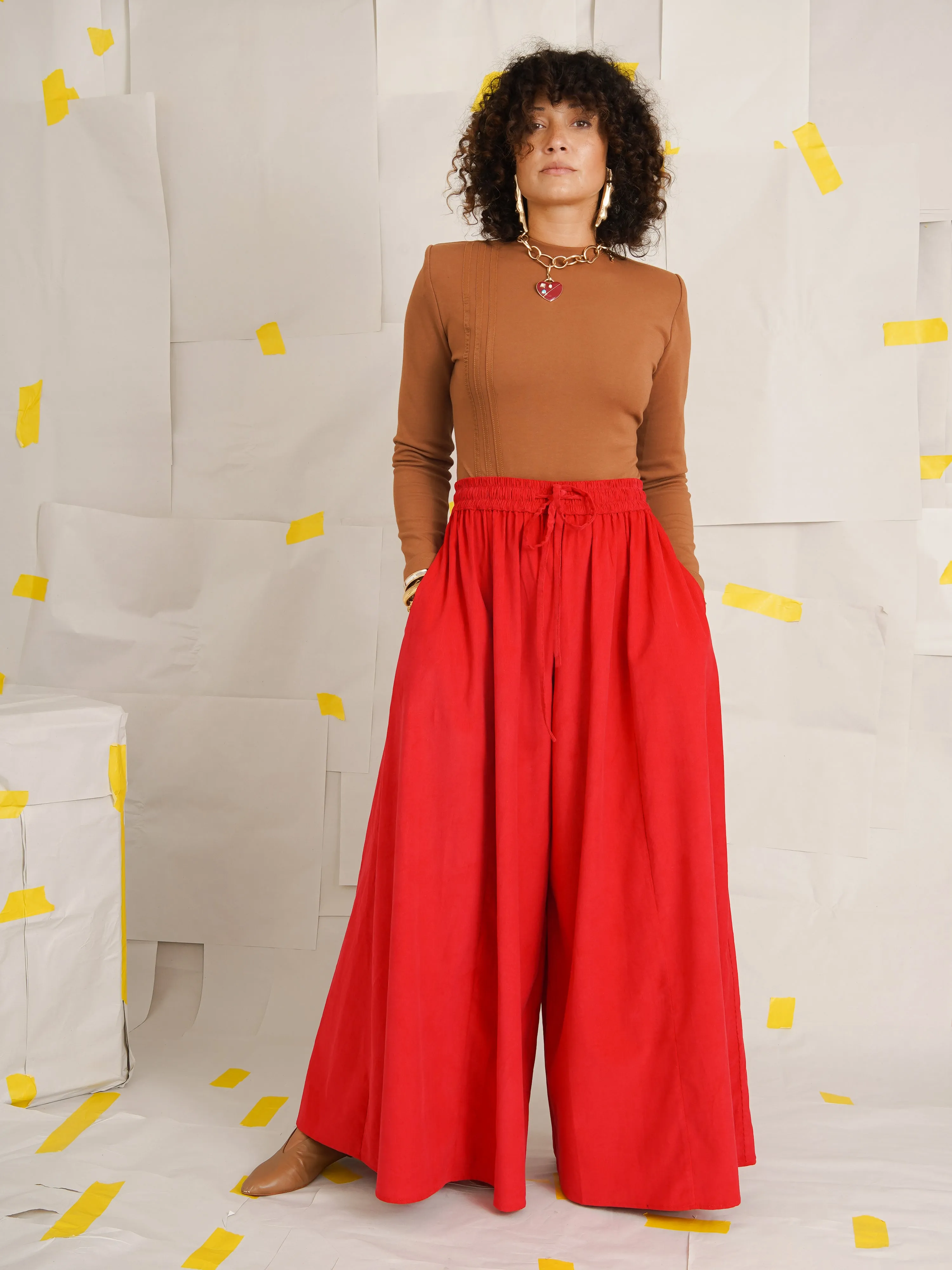 Charlie Red Corduroy Palazzo Pants