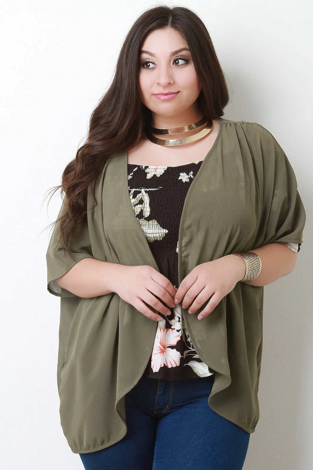 Chiffon Open Front Cardigan