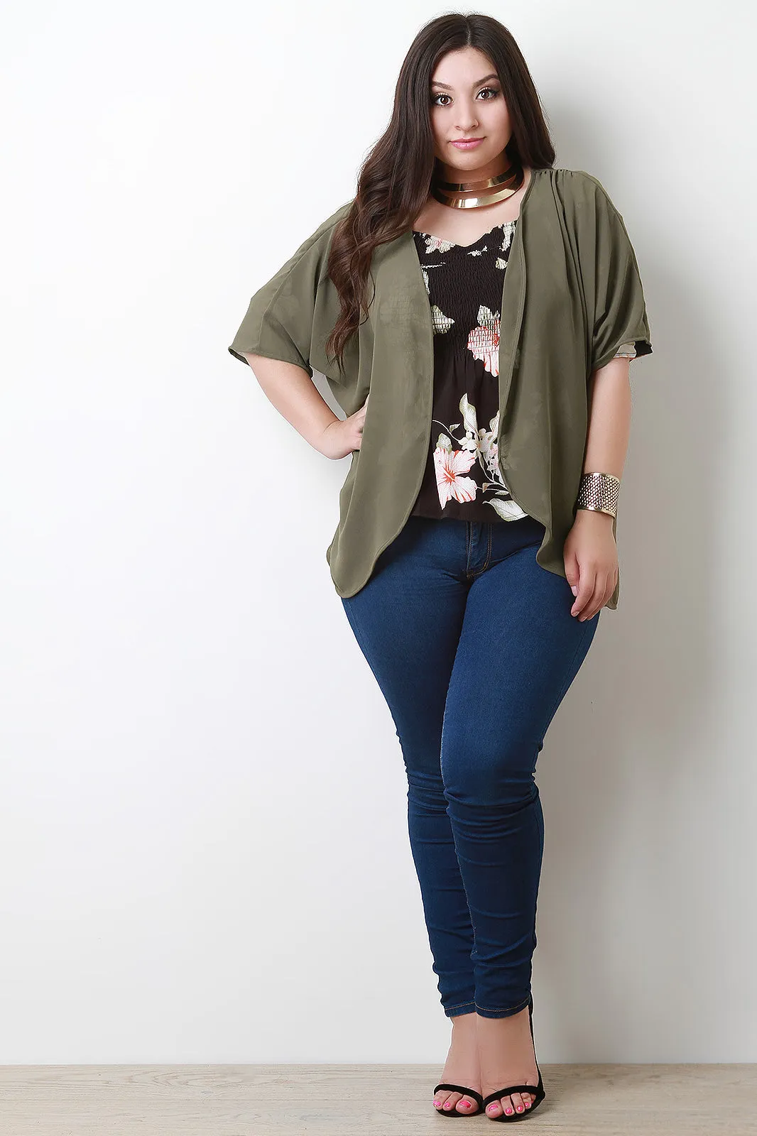 Chiffon Open Front Cardigan