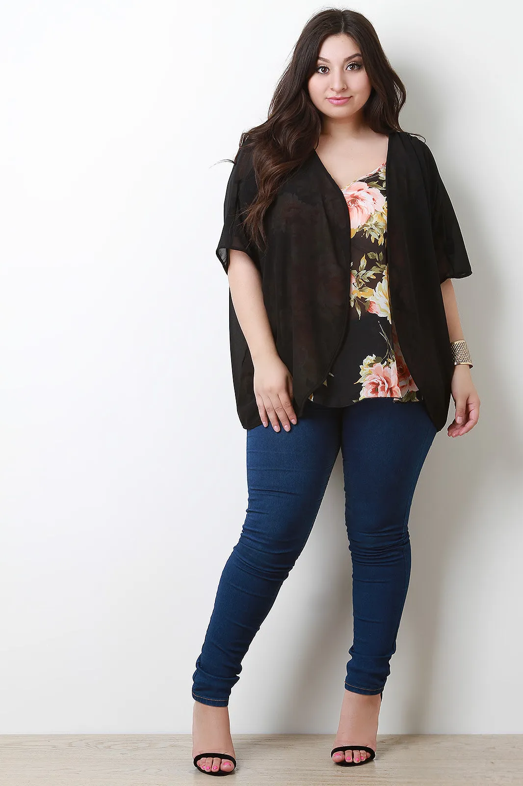 Chiffon Open Front Cardigan