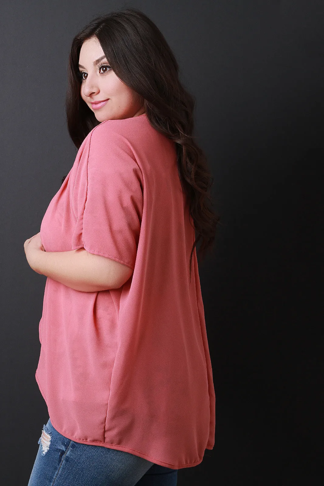 Chiffon Open Front Cardigan