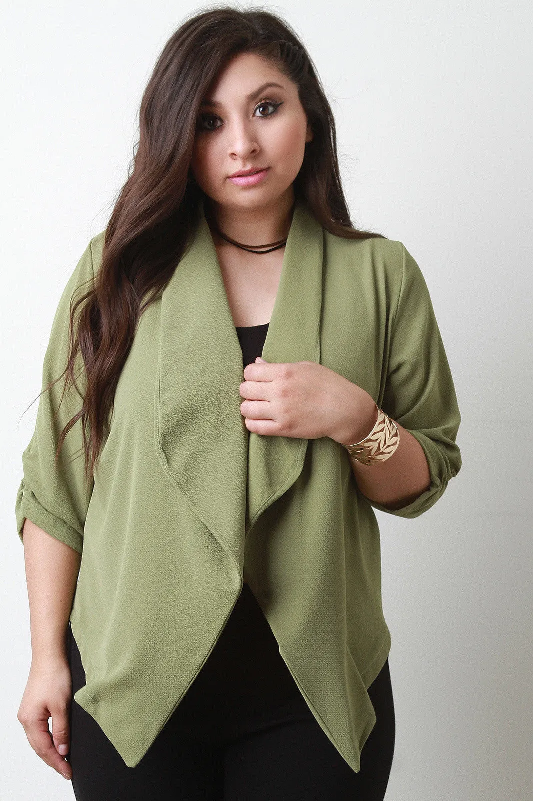 Chiffon Waterfall Open Front Blazer