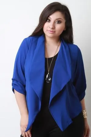 Chiffon Waterfall Open Front Blazer