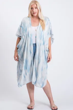 Cloud Print Short Sleeve Maxi Kimono