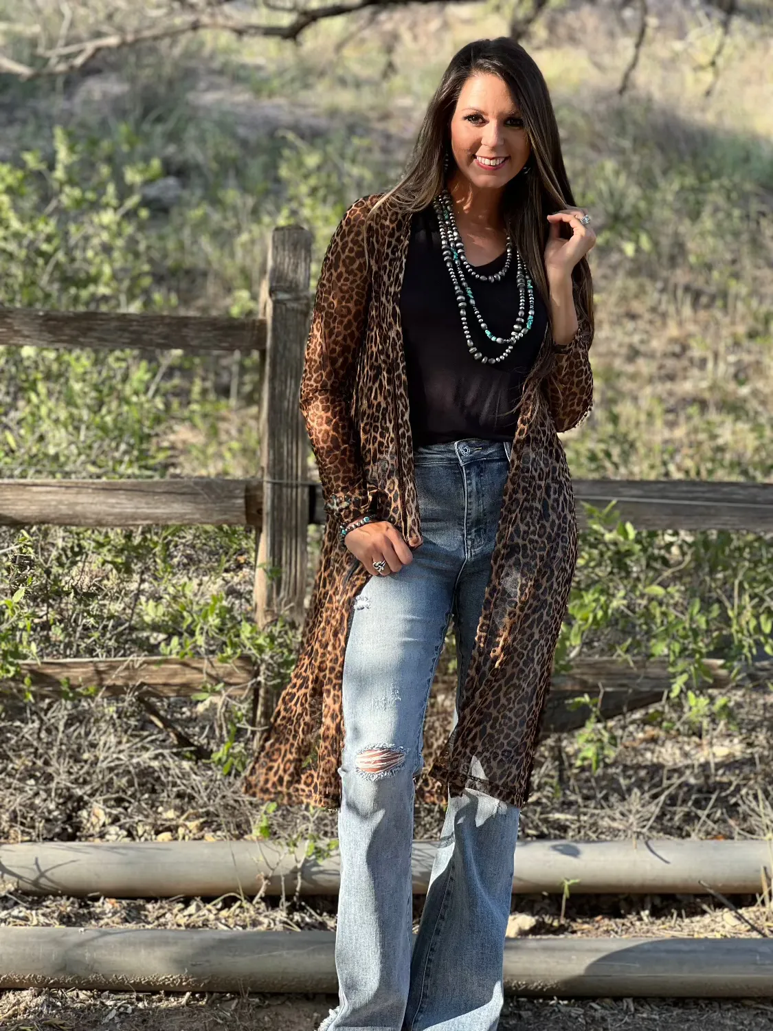 Cody Sheer Leopard Kimono