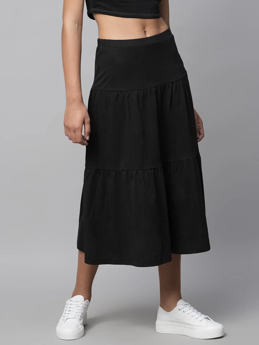 Cotton Jersey Tiered Skirt