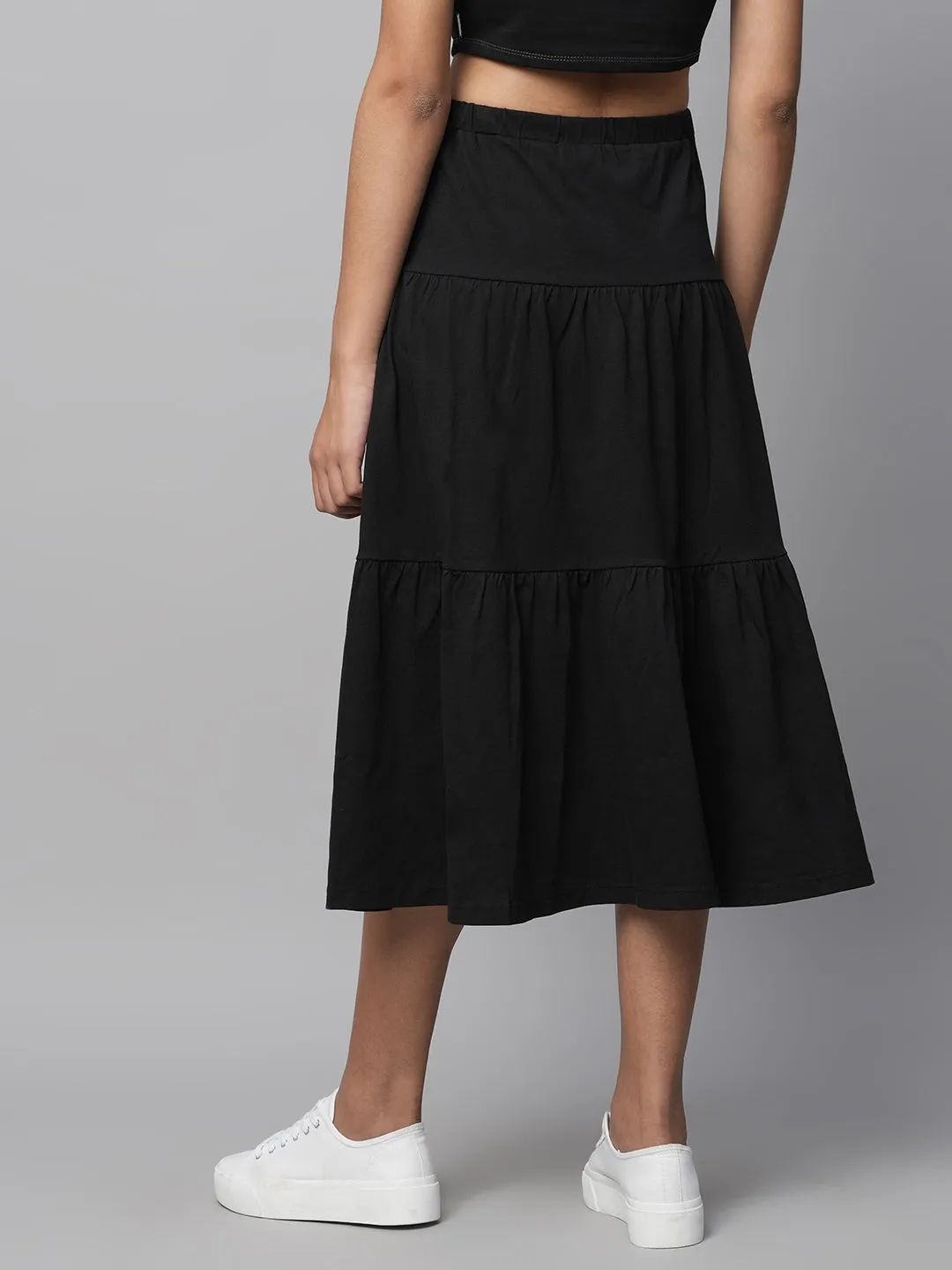 Cotton Jersey Tiered Skirt