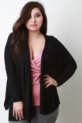 Dolman Sleeves Draped Open Front Cardigan