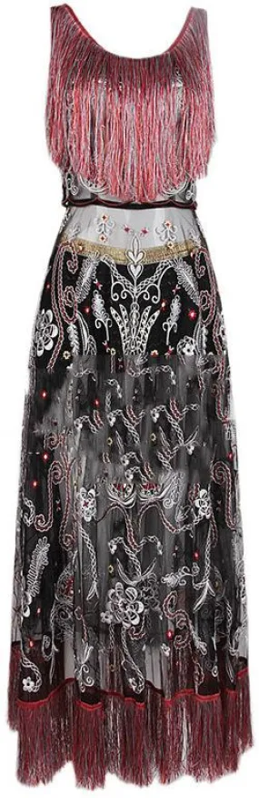 Embroidered Fringed Dress