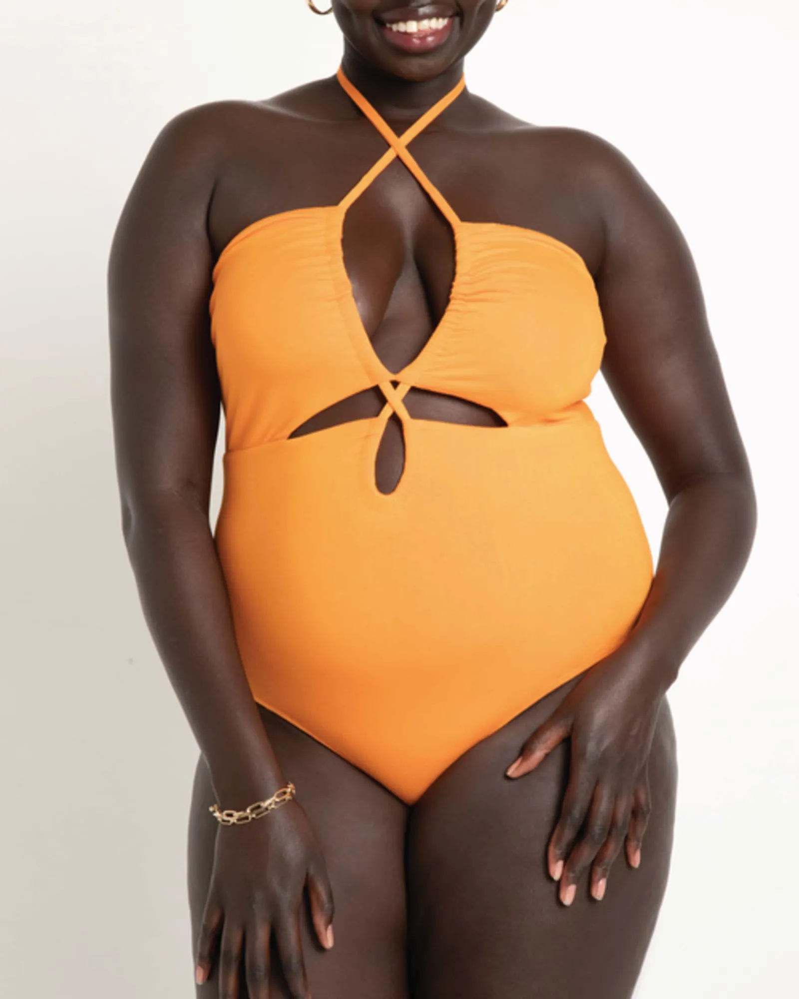 Emely Cutout Bodysuit With Halter | Russet Orange