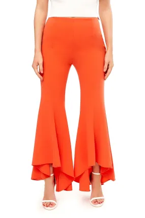 Emily - Orange Asymetric Flared Trousers