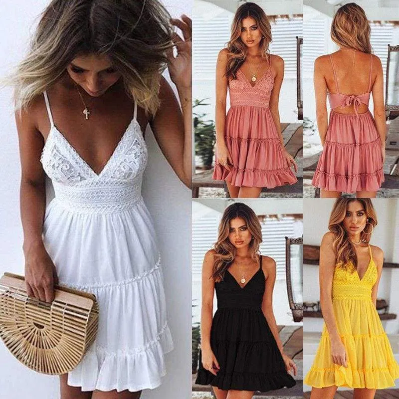 FashionSierra - Clearance Women Girls Summer Bow Dresses