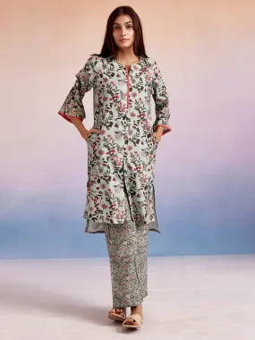 Floral Printed Straight Kurta With Palazzo Set