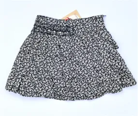 Floriane of France Black/White Tiered Soft Cotton Mini Floral Print With Attached Perls Skirt