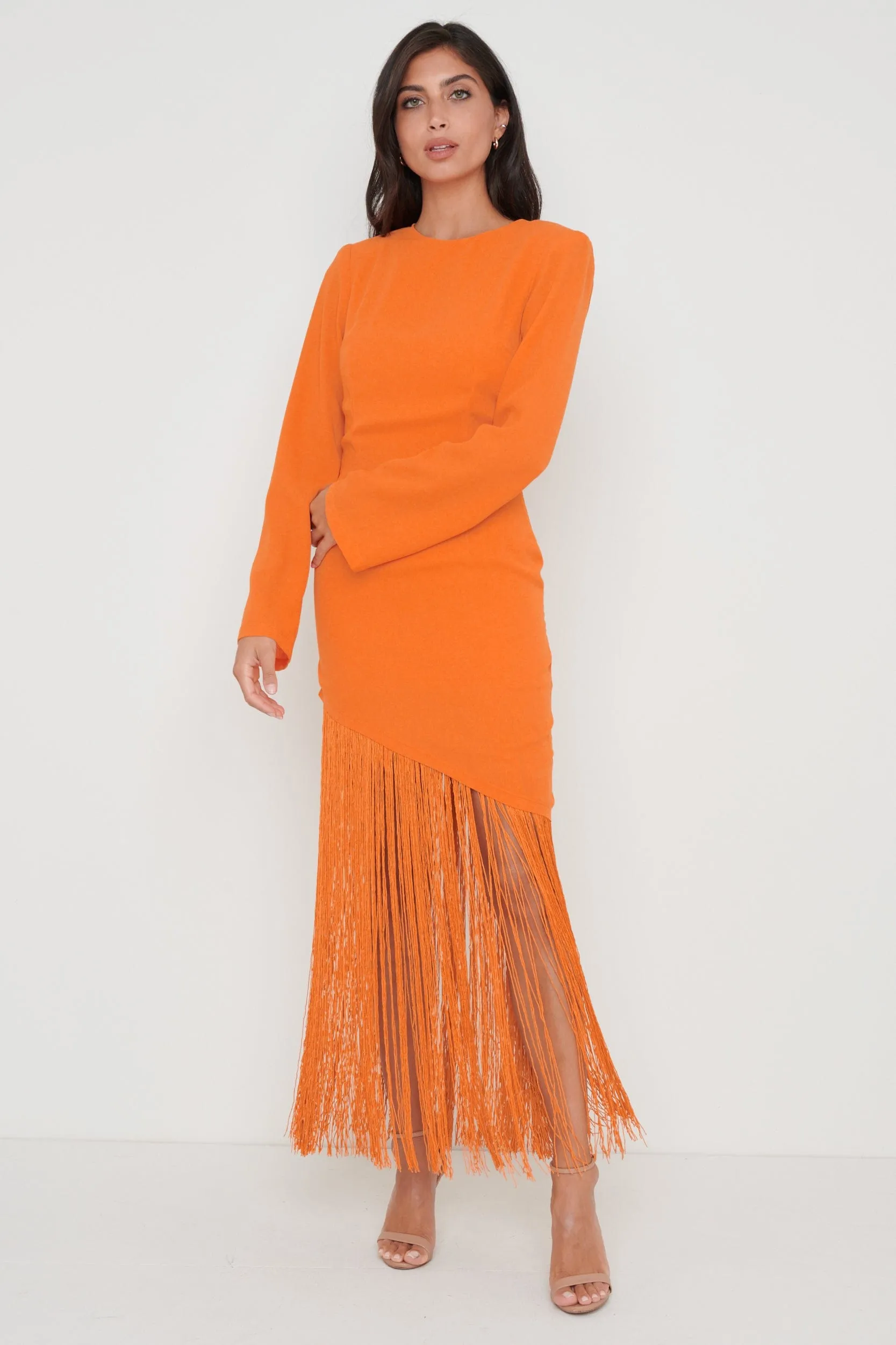 Francoise Fringed Maxi Dress - Orange