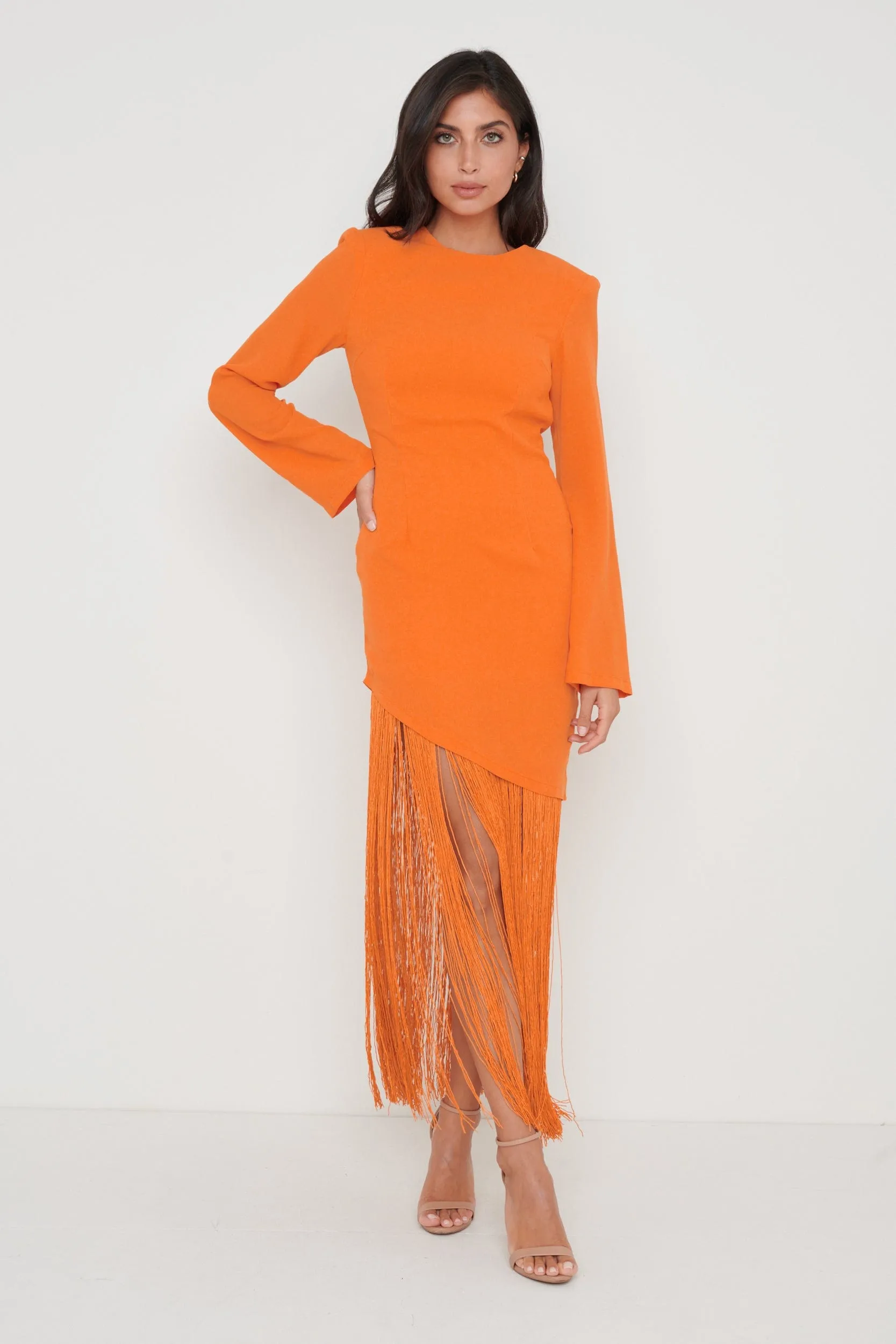 Francoise Fringed Maxi Dress - Orange