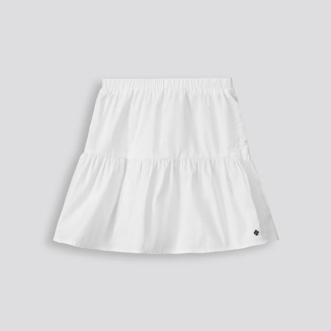 Girls Tiered Mini Skirt _ 153581 _ Optic White